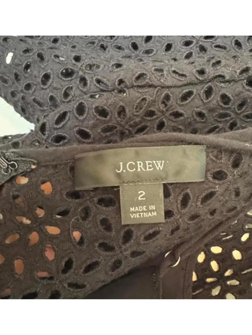 J.Crew Re-Imagined Black Eyelet Puff Sleeve Blouse - Size 2